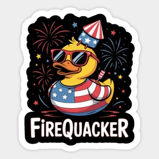 4th of July Duck Firequacker Patriotic Fourth of July Funny Sticker